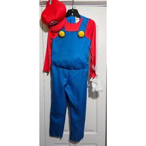 Super Mario Kids Costume 4-6 Gloves Plush Belly Jumpsuit Hat Halloween Boys Game